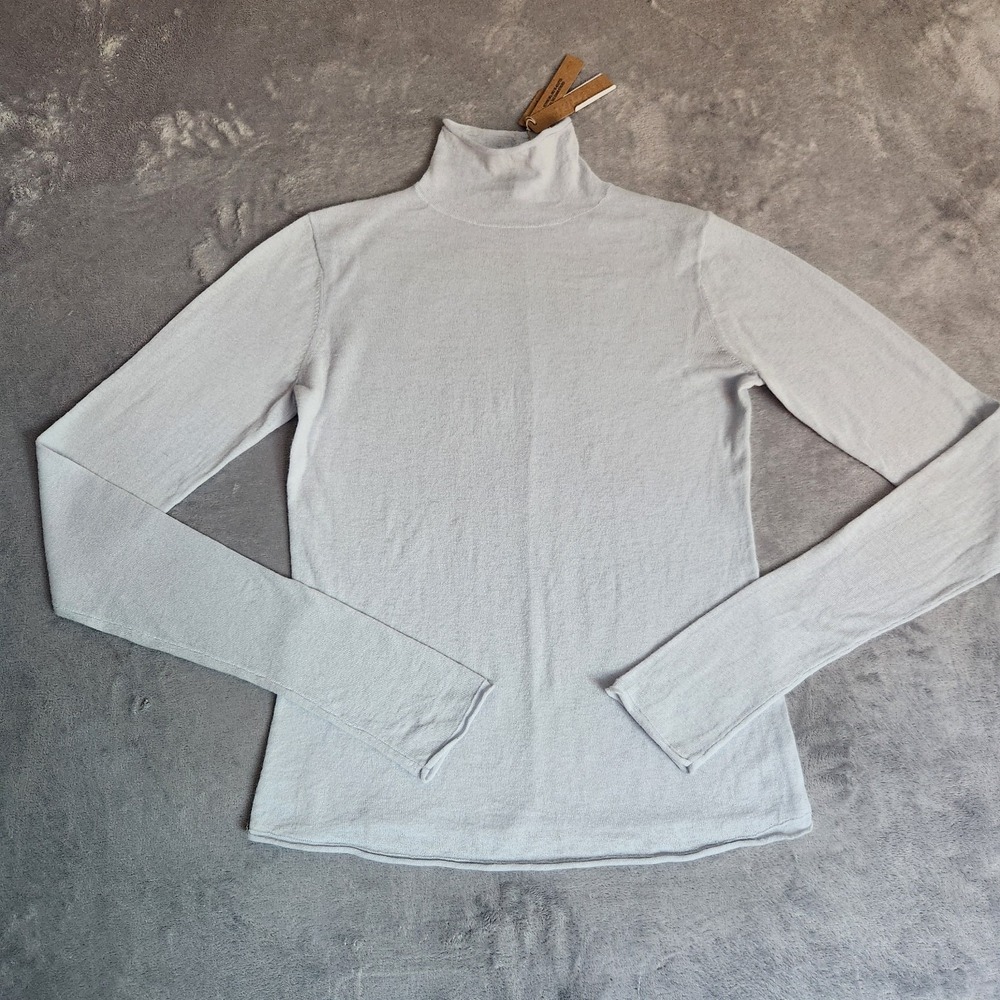 New SKIMS Sheer Cashmere Turtleneck Size M Pearl LS-LST-9917W Top Sweater Medium